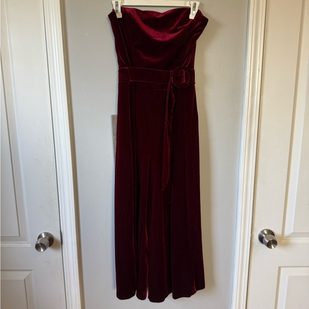 Sugarlips Burgundy Strapless Jumpsuit